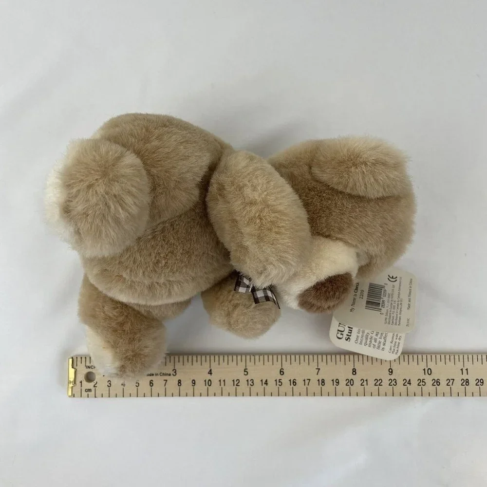 RARE Gund Checkers Teddy Bear 8”‎ Plush #2209 Plaid Bow Tan Vintage 1993 HTF